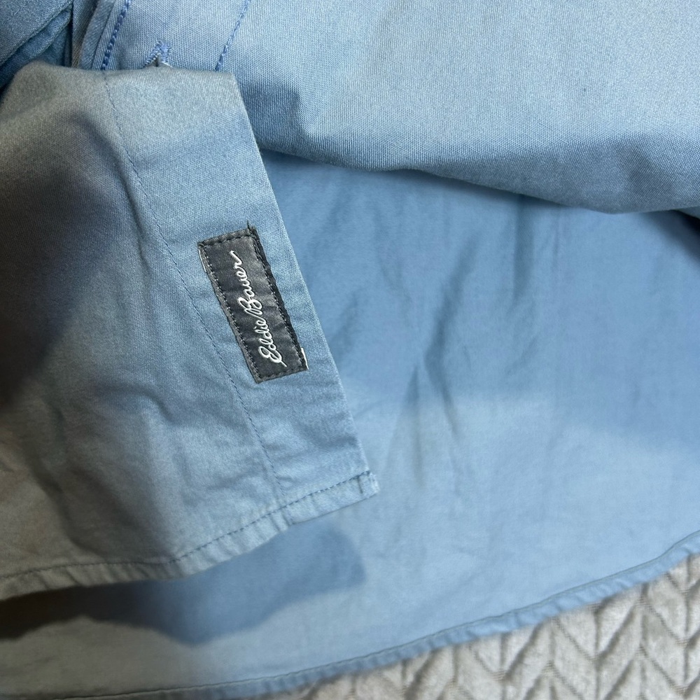 New Men’s Eddie Bauer Shirt Size Large Y2K Outdoors Blue Denim Cowboy Preppy - Picture 7 of 14